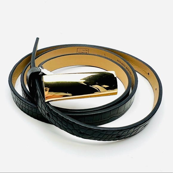 NWT 14th & UNION GOLD BUCKLE SIMULATED SNAKE LEATHER BELT - Picture 9 of 10